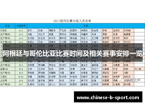 阿根廷与哥伦比亚比赛时间及相关赛事安排一览 阿根廷与哥伦比亚比赛时间及相关赛事安排一览